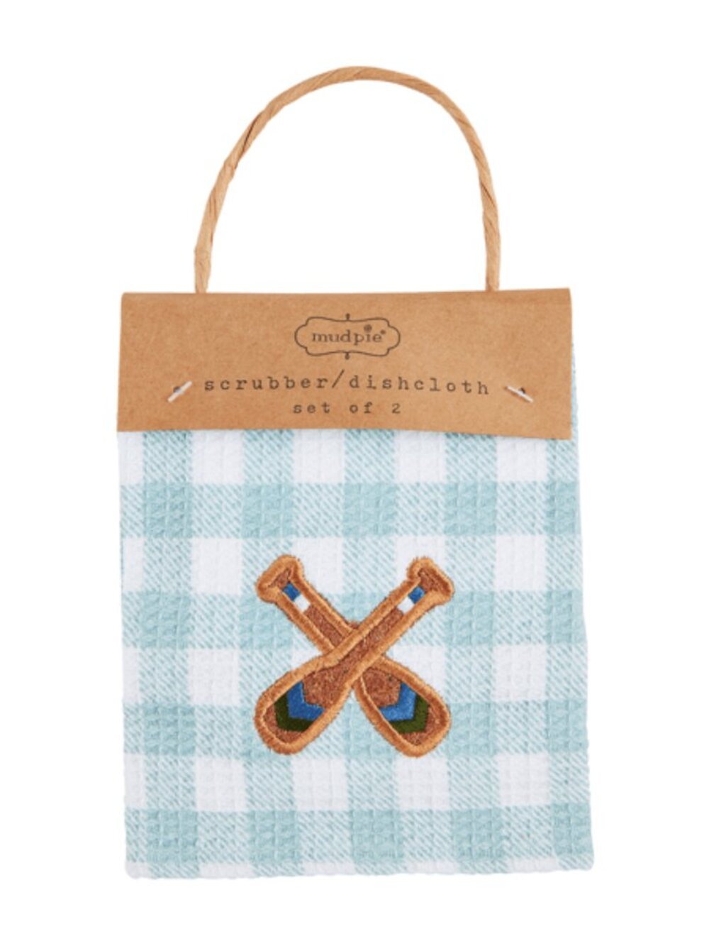 Mud Pie Kitchen Embroidered Oars and Canoe Scrubber Dish Cloth Set NEW